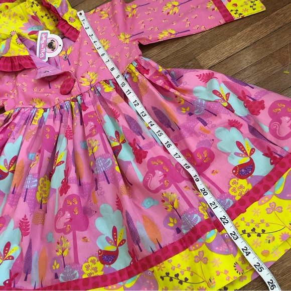 4t NWT Jelly the Pug Girls Dress Candy Forrest Hanna pink yellow hood - Picture 8 of 8